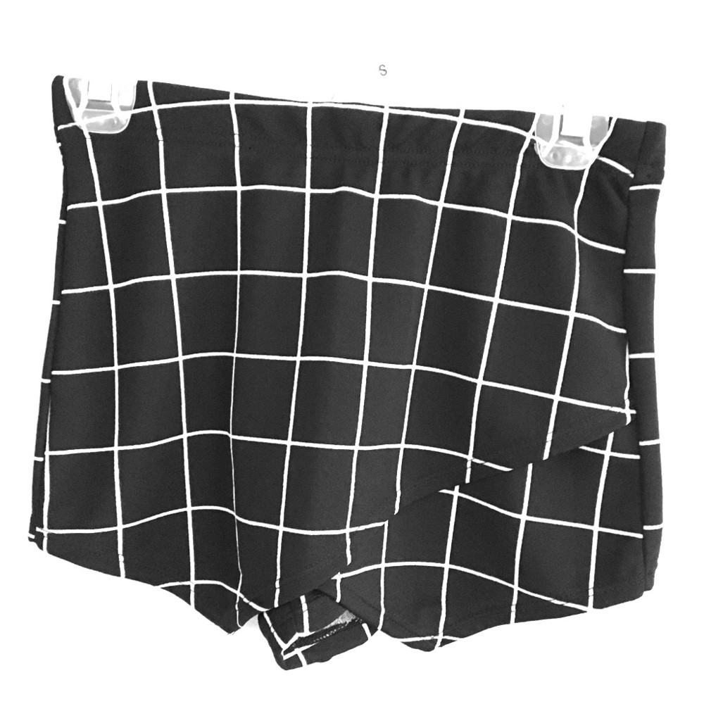Shein Black and White Plaid Mini Skort